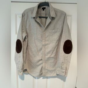 J. Crew Cream Button Up Long Sleeve Shirt with Elbow Patches